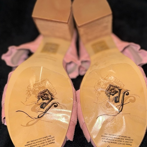 Free People Pink Plush Mules with Rhinestone Accents - Picture 10 of 12